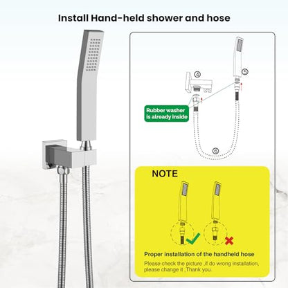 gotonovo Shower Hose 59 Inches for Bathroom Extra Long SUS304 Stainless Steel Handheld Shower Head Hose with Brass Insert and Nut Flexible Polished Chrome - color: Polished Chrome