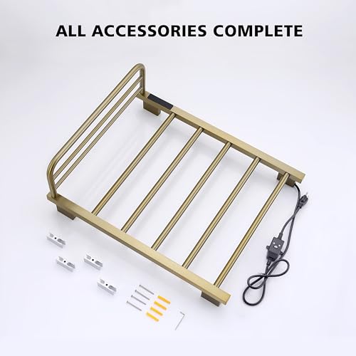 Heated Towel Racks, 5 Bars Towel Warmer with 24hr Timer Stainless Steel Wall Mounted Electric Towel Warmers for Bathroom - color: Gold