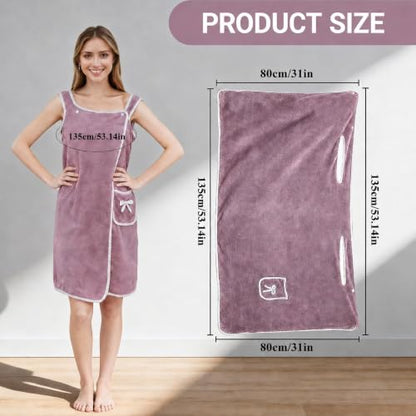Unisex Bath Towel, Wearable After Bath Towel Set, Wearable Quick Dry Shower Gym Towel(53" x 31", Purple) - color: Purple, size: S(135X80CM)