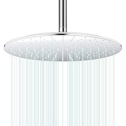 All Metal Rain Shower Head - Heavy Duty Stainless Steel, Easy Install, High Water Flow, Ultra-Thin Modern Design for Bathroom (Chrome, 16) - color: Chrome, size: 16