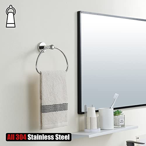 JQK Chrome Towel Ring, Stainless Steel Half Ring Towel Holder for Bathroom, 7 Inch Polished Chrome Wall Mount, TR160-CH - color: Chrome