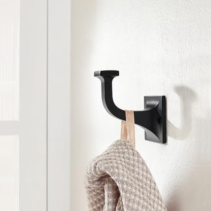 CHIVS Heavy Duty Sold Zinc Towel Hooks, Wall Mounted Square Robe Hooks for Bathroom, Kitchen, Bedroom, Hotel ，Matte Black Wall Hook 5 Pack - color: Matte Black
