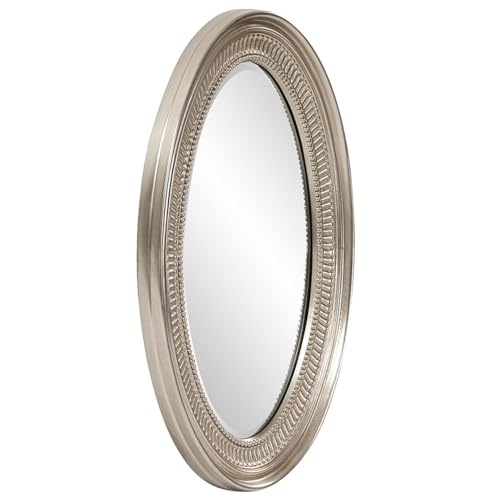 Howard Elliott Collection Ethan Oval Hanging Wall Or Vanity Mirror, Brushed Nickel, 21 x 31 Inch - color: Brushed Nickel