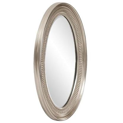 Howard Elliott Collection Ethan Oval Hanging Wall Or Vanity Mirror, Brushed Nickel, 21 x 31 Inch - color: Brushed Nickel
