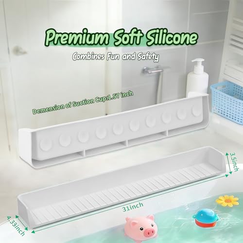 Kids Bathtub Splash Guard, Shelf & Toddler Bath Toy Tray -Gray | Bathtub Splash Guard PlayPad Shelf Area with Strong Suction Cups, Bathtub Ledge Guard, Fun Bath Time for Toddlers Baby - color: Grey