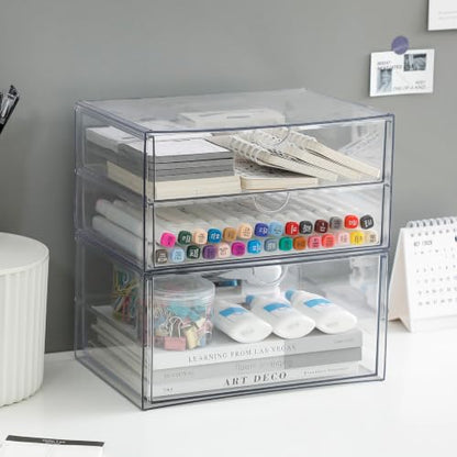 Clear Desk Drawer Organizer, 2 Pack, 3 Drawers - size: 3 Drawers