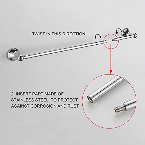 BGL Bathroom Hardware Set, Chrome Adjustable Expandable Towel Bar 4-Piece Bathroom Accessory Set Wall Mounted Robe Hook Toilet Paper Holder Towel Ring Towel Bar - color: Chrome