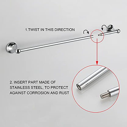 BGL Bathroom Hardware Set Chrome Adjustable Expandable Bath Towel Bars Bathroom Accessory Set Towel Racks 8-Pieces Wall Mount - color: 8 Pcs Chrome