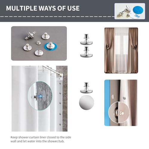 10 Pcs Magnetic Curtain Clips, Curtain Magnets Closure Prevent Light Leaking, Shower Curtain Side Magnets to Keep Shower Liner Closed and Tight to The Wall with 10 Pcs Self-Adhesive Patch - size: 5 Pairs (10 Pieces)