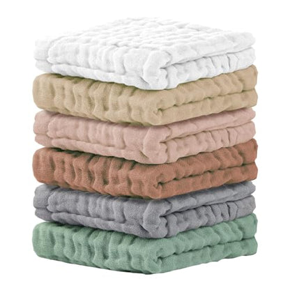 Cuddle Campus Baby Washcloths 6 Packs, Muslin Washcloths Baby,Cotton Burp Cloths, Extra Absorbent and Soft Wash Clothes for Newborns, 12x12 Inches - color: Set-12