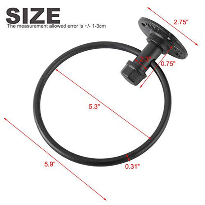 Industrial Towel Ring, Farmhouse Pipe Hand Towel Holder, Matte Black Wall Mounted Bathroom Hardware, Rustic Towel Ring for Bathroom (1)