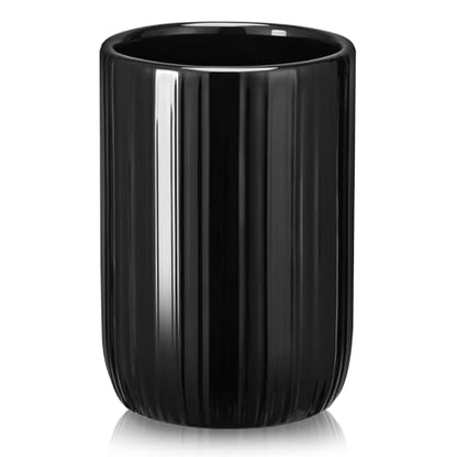 Bathroom Tumbler Cup Ceramic 12.6oz Reusable Toothbrush Cup 375ml, Toothbrush Holder for Your Bathroom (Black) - color: Stripe-black, size: 1pcs