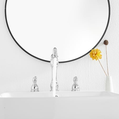 2 Handles 3 Holes Faucet Widespread Bathroom Sink Faucet Basin Tap Mixer Supply Hose Included Matching Pop Up Drain Polished Chrome - color: Chrome, size: Widespread