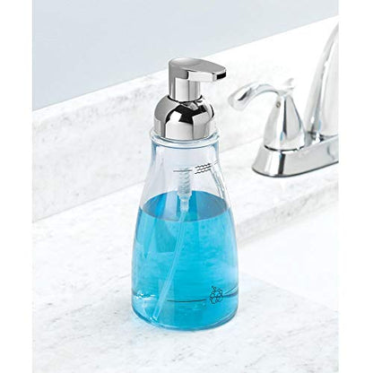 iDesign BPA-Free Plastic Refillable Foaming Soap Dispenser - 3.12" x 3.12" x 7.45", Clear/Chrome - color: Clear/Chrome, style: Pack of 1