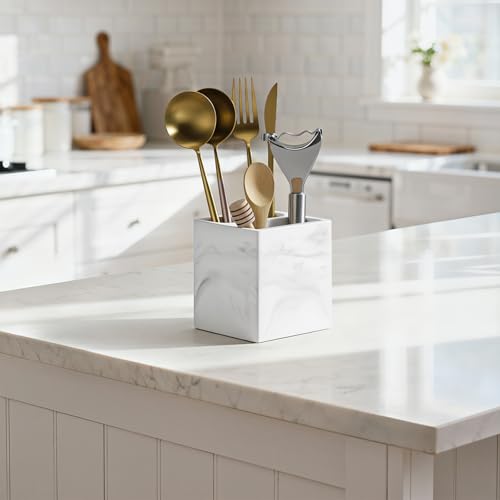 Luxspire Toothbrush Holder, 3 Slots, Marble White | Diatomite, Fast Drying, Toothbrush Holders for Bathroom, Toothbrush and Toothpaste Holder for Countertop - color: Marble White, style: 3 Slots