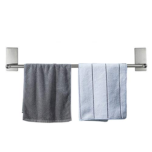 NearMoon Self Adhesive Bathroom Towel Bar- Stainless Steel Bath Wall Shelf Rack Hanging Towel Stick On Sticky Hanger Contemporary Style, NO Drilling (1 Pack, Brushed Nickel, 24-Inch Towel Rack) - color: Brushed Nickel, size: 24-Inch
