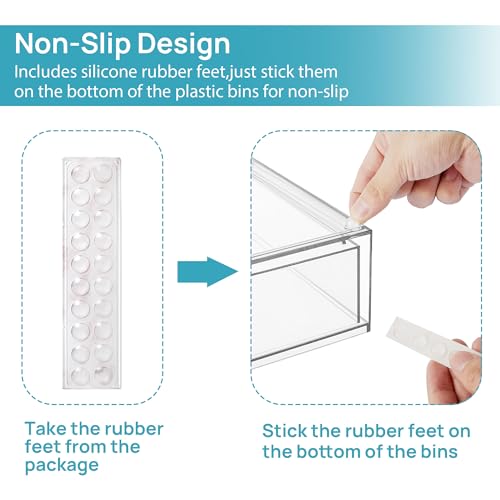 Vtopmart 12.1''W Clear Stackable Storage Drawers,3 Pack Acrylic Plastic Organizers Bins for Makeup Palettes, Cosmetics, and Beauty Supplies,Ideal for Vanity, Bathroom,Cabinet,Desk Organization | Clear Pull-Out Plastic Drawers, Stackable Design for Makeup