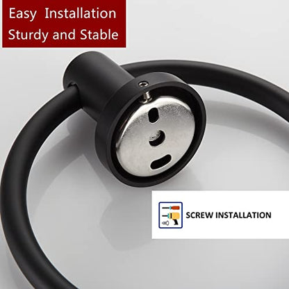 BGL Black Bathroom Towel Holder Black Towel Ring Stainless Steel Towel Ring for Bathroom 2 Pack - color: Matte Black(2 Pack)