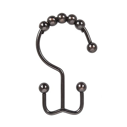 Double Glide Roller Shower Curtain Hooks, Oil Rubbed Bronze,12PCS | 100% Stainless Steel, Curtain Hooks Rings for Bathroom Shower Rods Curtains and Liners, Easy Glide Rollers - color: Oil,bronze