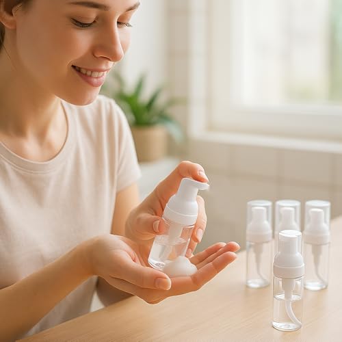 10Pcs 1Oz Plastic Foam Pump Bottle Transparent Empty Dispenser Bottles Travel Soap Bottle Mini Shampoo Pump Empty Travel Foaming Containers for Shampoo Cleaning Lash Cosmetics Packaging
