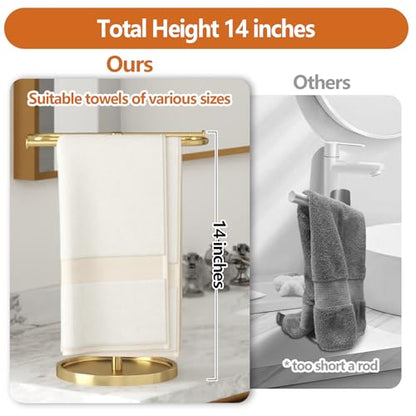 Bethom Bathroom Hand Towel Holder Stand Gold, S-Shape Kitchen Towel Rack | Stainless Steel Countertop Towel Standing Bar, Holds 2 Hand Towels - color: Gold