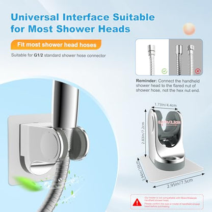 Hibbent 2 Pack Shower Head Holder - Strong Adhesive, Waterproof, Height Adjustable, Wall Mount, No Drilling, Chrome Finish - size: 2 Pack, style: Chrome
