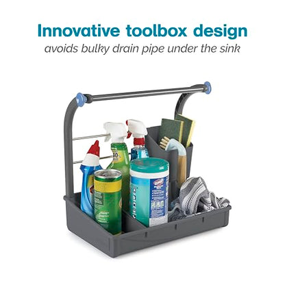 Polder Under Sink Storage Caddy, Kitchen and Bathroom Organization and Storage with Tray, Easy-to-Assemble, 16.75" x 10.5" x 16.5"