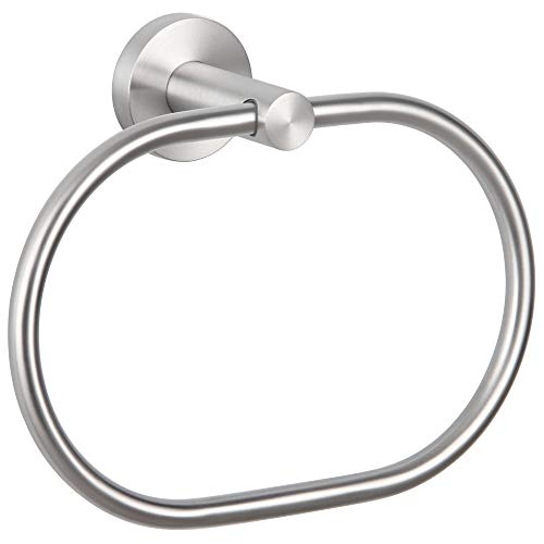 Angle Simple Towel Ring Swivel, Bathroom Hand Towel Holder, Brushed Nickel | Rustproof SUS304 Stainless Steel, 180° Rotation, Oval Washcloth Hanger for Kitchen Laundry, Screw Wall Mount - color: Oval - Brushed Nickel