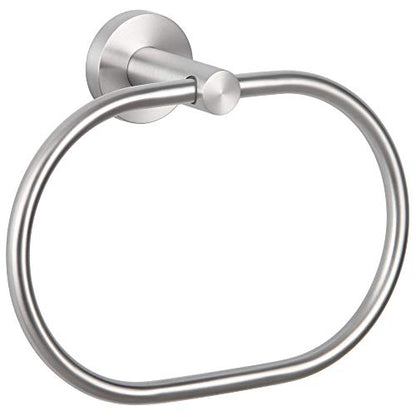 Angle Simple Towel Ring Swivel, Bathroom Hand Towel Holder, Brushed Nickel | Rustproof SUS304 Stainless Steel, 180° Rotation, Oval Washcloth Hanger for Kitchen Laundry, Screw Wall Mount - color: Oval - Brushed Nickel