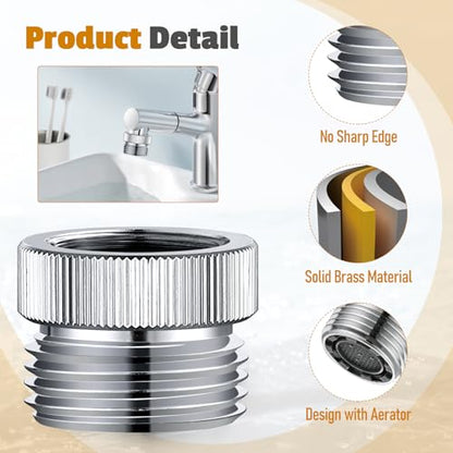 Faucet Adapter with Aerator Faucet to Hose Adapter 3/4" GHT Thread Chrome | Faucet Adapter to Garden Hose Attachment for Sink Faucet to Garden Hose Adapter - color: Faucet Hose Adapter-A