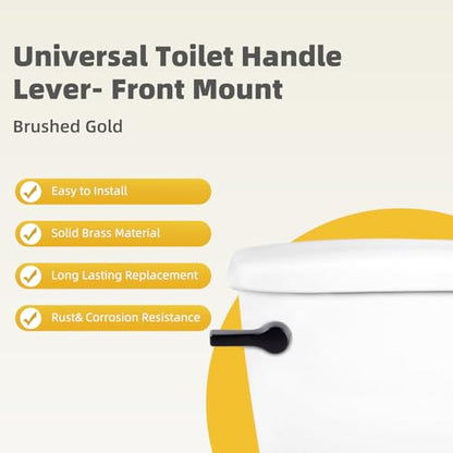 Universal Black Metal Toilet Handle Replacement, Solid Brass, Front Mount | Toilet Flush Handle Lever with Adjustable Stainless Steel Chain, Compatible with Kohler, American Standard, TOTO, Mansfield - color: Matte Black, style: Front Mount Design