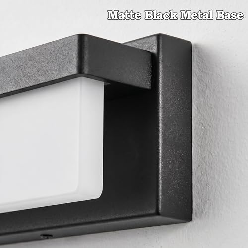 URSOLA LED Bathroom Vanity Light Fixture Over Mirror 16.5 inch Modern Rectangle Black Matte Metal Lighting Bar 4000K Daylight Wall Sconce (Black) - color: Black, size: 16inch