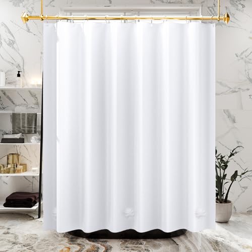 AmazerBath 48x72 Shower Curtain Stall, PEVA White Heavy Duty Shower Curtain with 2 Weighted Stones and 8 Grommet Holes - color: White, size: 48"W x 72"L (Pack of 1)