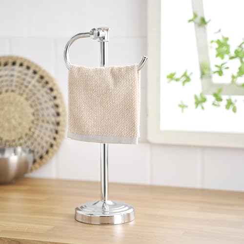 17 Inch Polished Chrome Stand Towel Bar Hanger Hand Towel Bar Bathroom Vanity Countertop Towel Holder Free Standing Stainless Steel Towel Ring Hardware Accessories Towel Rack - color: Polished Chrome
