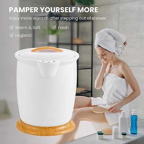 WELLHUT Towel Warmer Bucket Towel Warmers for Bathroom with Fragrance Holder, Luxury Spa Hot Towel Warmer, Towel Heater, Auto Shut Off, Holds Two 40"X70" Oversized Towels, Bathrobes, Blankets - color: White, size: 20 L
