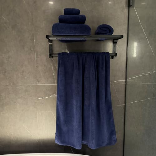 Oversized Bath Towels Extra Large 40x80 Inches Bath Sheets for Adults Super Soft Quick Dry Highly Absobent Microfiber Shower Towels (6 Piece,Navy Blue) - color: Navy Blue 6 Piece, size: 6 Piece