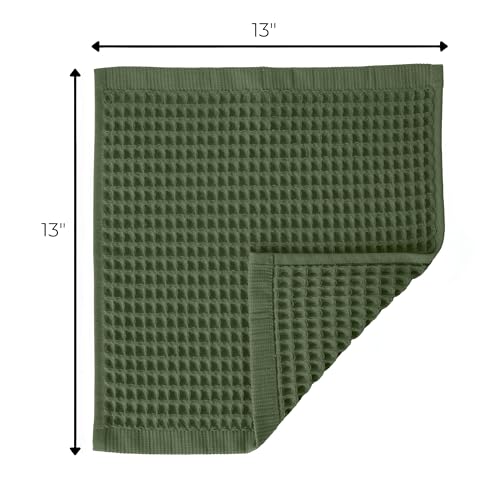 Waffle Washcloths Set of 8 Green - Premium Quality 100% Turkish Cotton Face Washcloth, Soft Makeup Towel, Shower Cloth, Kitchen Towel (Dark Green, Set of 8 Washcloths) - color: Dark Green, size: Set of 8 Washcloths