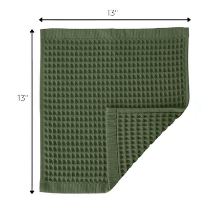 Waffle Washcloths Set of 8 Green - Premium Quality 100% Turkish Cotton Face Washcloth, Soft Makeup Towel, Shower Cloth, Kitchen Towel (Dark Green, Set of 8 Washcloths) - color: Dark Green, size: Set of 8 Washcloths