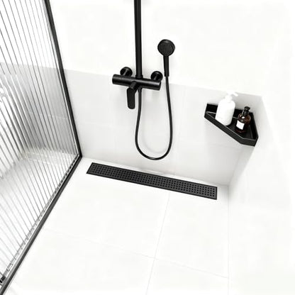 Linear Shower Drain - 24 Inch Matte Black, with Grate Removable | AISI 304 Stainless Steel Shower Drain with Adjustable Feet, Hair Catcher, Rectangle Shower Floor Drain Fits Bathroom, Balcony - color: Matte Black, size: 24 Inch