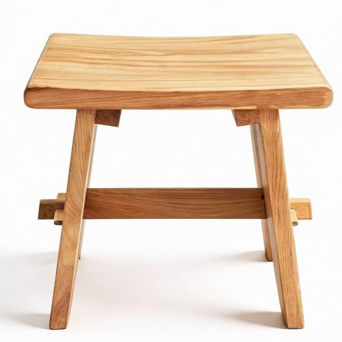 18" Teak Shower Bench - Shower Stool for Bathroom Unique Rustic Style and Comfort - Farmhouse Solid Wood Furniture for Indoor & Outdoor Use