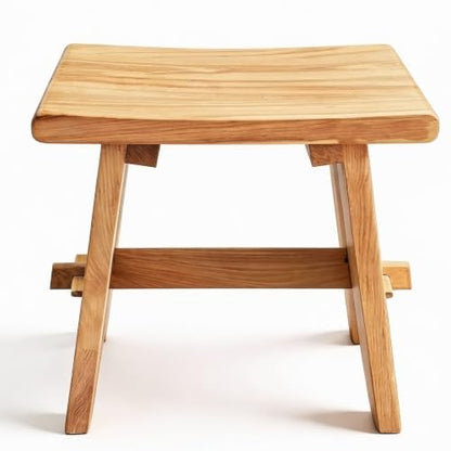 18" Teak Shower Bench - Shower Stool for Bathroom Unique Rustic Style and Comfort - Farmhouse Solid Wood Furniture for Indoor & Outdoor Use
