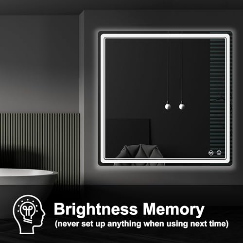 LED Bathroom Mirror with Lights, Anti-Fog, Dimmable, Lighted Bathroom Vanity Mirror for Wall, UL-Certified (36 x 36) - size: 36"L x 36"W