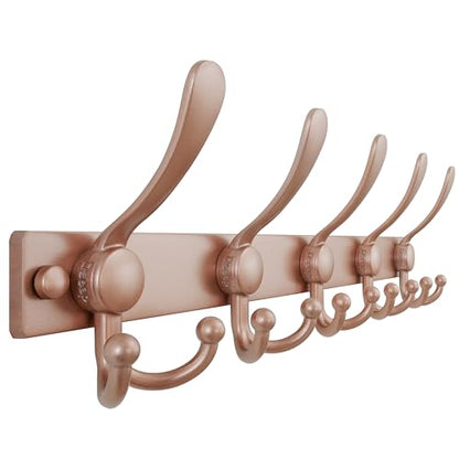 Coat Rack Wall Mount, Heavy Duty 12-Gauge Base vs Flimsy 1mm, Double-Thick Solid Anti-Snap Hooks, 16” Stud-Mount, Stainless Steel Hanger for Clothes Hat Entryway Closet Mudroom, Rose Gold - color: Rose Gold, size: L=17" (1pcs)