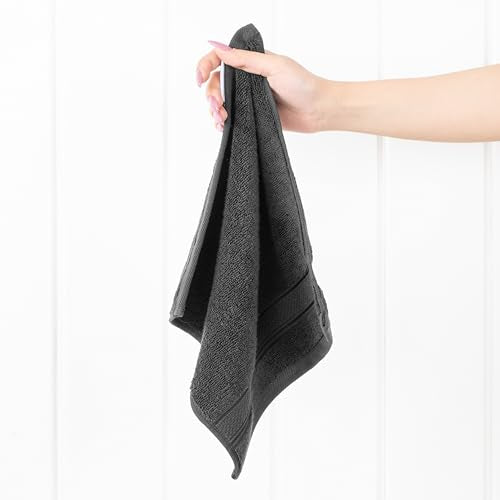 American Soft Linen Salem Washcloth Sets, 4 Piece Luxury 600 GSM 100% Cotton Washcloths for Bathroom, 13x13 inches Washrags Premium Quality Hand Face Towels, Dark Gray - color: Dark Gray, size: 13x13"