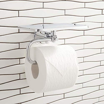 Signature Hardware 433266 Cooper Single Post Tissue Holder with Shelf - color: Chrome