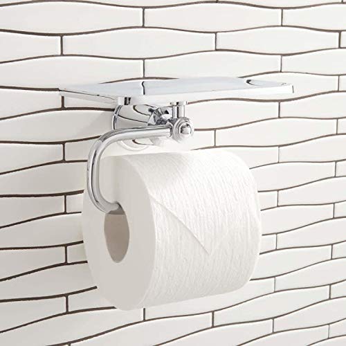 Signature Hardware 433266 Cooper Single Post Tissue Holder with Shelf - color: Chrome