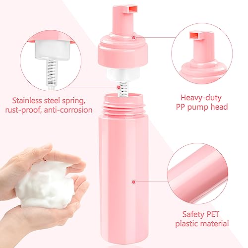 TMLECE 6.8oz/200ml Foaming Soap Dispenser Bottles(4 Pack) | PET Material, Foaming Pump, Rich Foam, Leak-Proof Design for Hand Soap, Cleanser & Shampoo, Travel, Home & Office Use, Pink - color: Pink, size: G.200ML(6.8OZ),4Pack