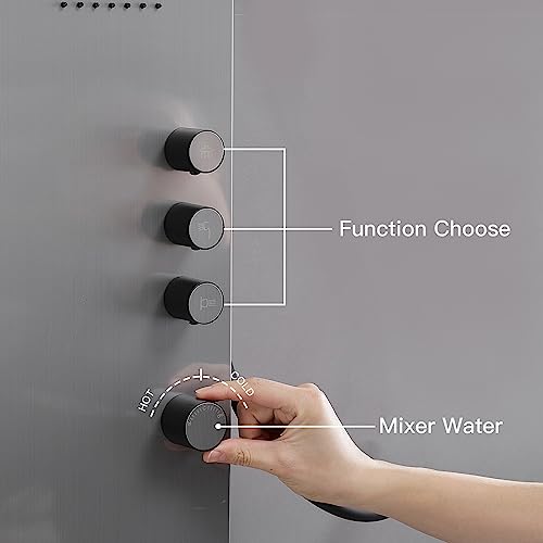 BWE Stainless Steel Shower Panel Tower System 3 IN 1 Brushed Nickel | Shower Panel - Rainfall Shower Head and Handheld with Massage Body Jets - Wall Mount - color: Brushed Nickel