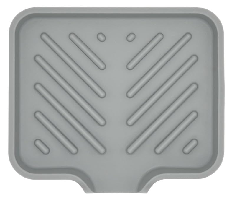 Silicone Soap Dish Tray and Sponge Holder with Drain Chute and Feet | 3-Way Sloped Design | Bathroom and Kitchen Sink Organizer Caddy (Grey, 5"x4", 3.5 Ounces) - color: Grey, size: 5"x4"