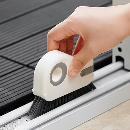 Groove Cleaning Brush 2 in 1 Grout Cleaner Tool Grip Brush Hard Bristle Crevice Cleaning Brush for Sliding Door Track, Window Sill, Window Seal - color: White